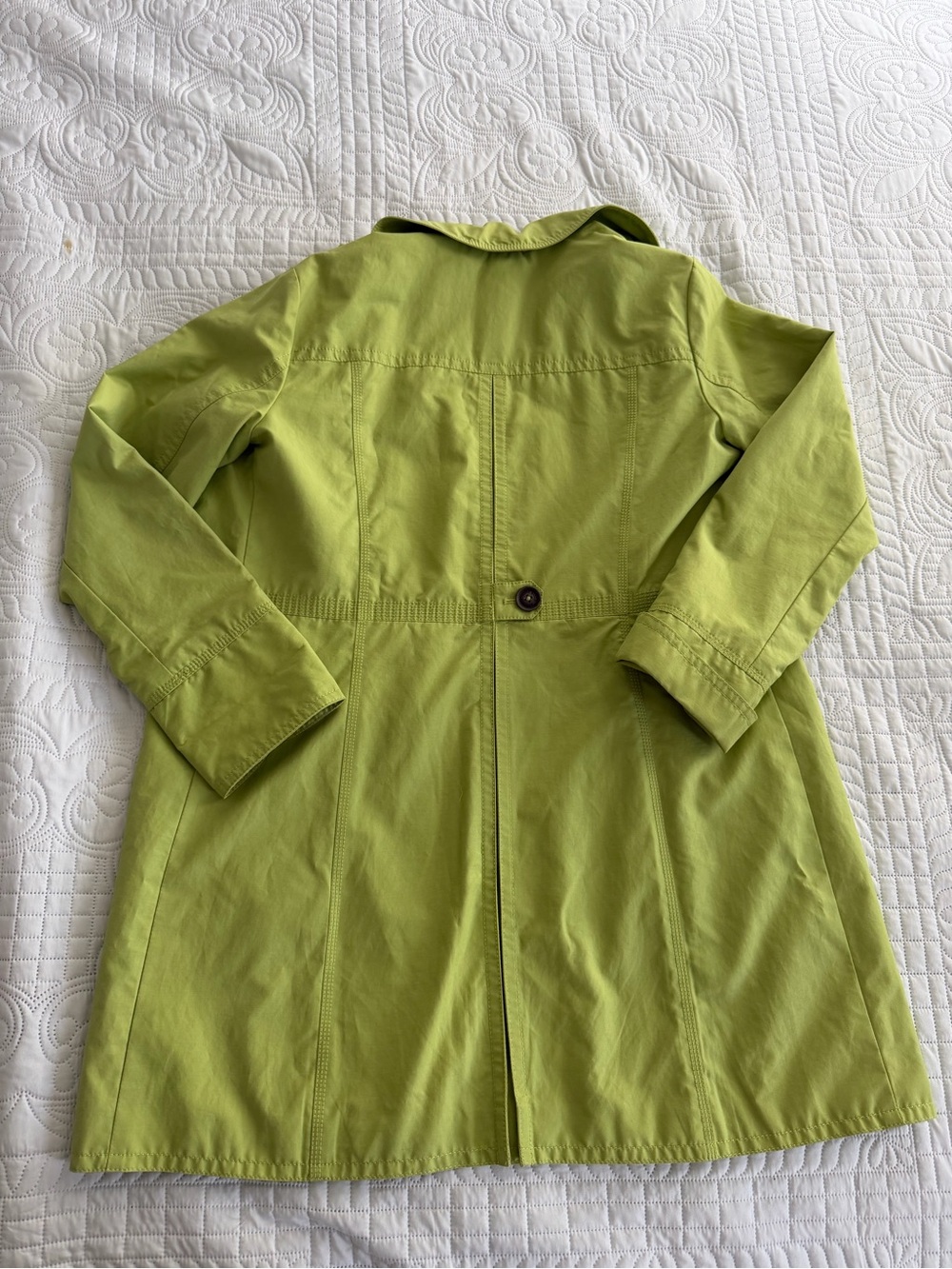Women's Eddie Bauer Lime Green Single-Breasted Trench Rain Coat Medium Outdoors - Picture 3 of 8